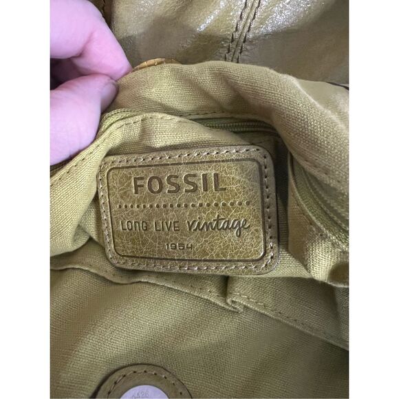 FOSSIL DOUBLE STRAP SHOULDER TOTE BAG LEMON LEATHER  SIDE POCKETS - Picture 3 of 4